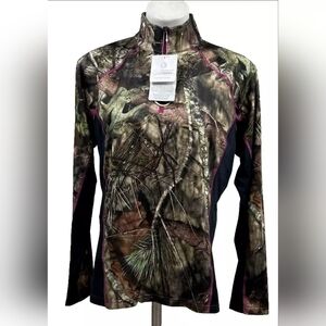 Women's Large GANDER MOUNTAIN Guide Series Mossy Oak 1/4 Zip Pullover NWT